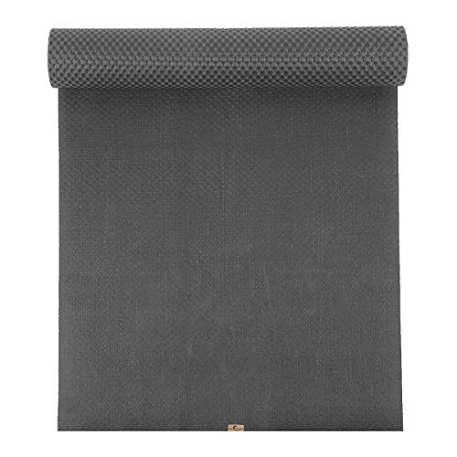 Tapis de yoga anti-glisse ecoYoga en jute et caoutchouc gris