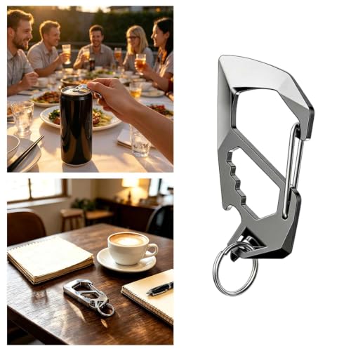 7 in 1 Multi-tool Stainless Steel Carabiner Keychain for Screwdriver Ruler - image 3