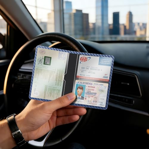 FINTIE KFZ Fahrzeugschein Hülle und Versicherungshalter- Magnetverschluss Auto Organizer für das Handschuhfach im, Scheckkarten Schutzhülle Kartenhülle mit Premium Kunstleder, Marineblau