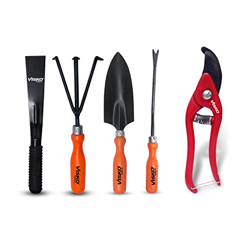VISKO Garden Tools Set, 659 Gardening Hand Tool Kit 5 Pieces for Home Gardening VISKO Garden Tools Set, 659 Gardening Hand Tool Kit 5 Pieces for Home Gardening