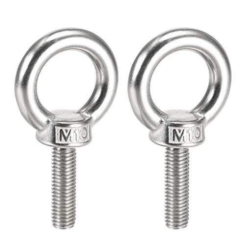 Image of uxcell Lifting Eye Bolt M10 x 35mm Male Thread 304 Stainless Steel for Hanging, Pack of 2