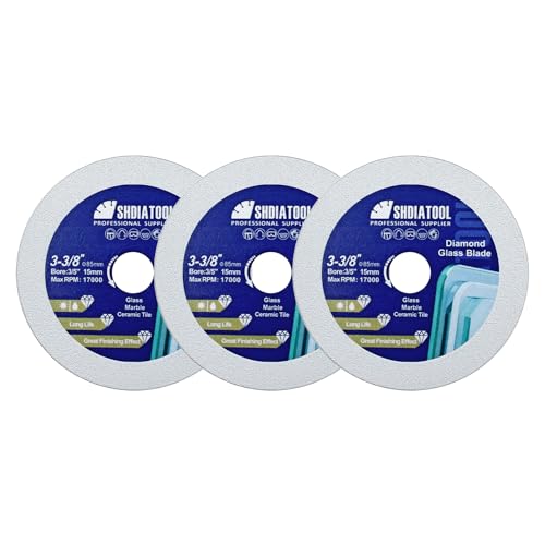 SHDIATOOL Glass Diamond Cutting Disc 3-3/8-Inch Saw Blade, Ultra-Thin Cut Off Wheel for Tile Ceramic Porcelain Marble 85mm (3 of Pack) -  A8161331015x3