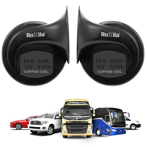 Image of Waterproof COPPER COIL Car Horn Super Loud Train Horns, Dustproof Durable Air Electric Snail Horn,12V Raging Sound Air Horns Hooter Universal For Car, Motorcycle, Truck, Bike, Scooty (Black)