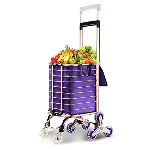 Treppen-Klettern-Einkaufstrolley, leichte Aluminiumlegierung, 8 Räder, großer Einkaufskorb, faltbar, 91–110 cm…