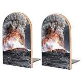 Éruption Volcanique Serre Livre, Presse Serre Livres en Bois De Hêtre Naturel Accessoires Bureau Rangement Livre , pour La Maison, Bureau, L'école, Bibliothèque