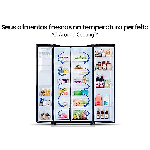Geladeira Samsung Side by Side RS60 602 Litros Black Inox 110V RS60T5200B1/AZ