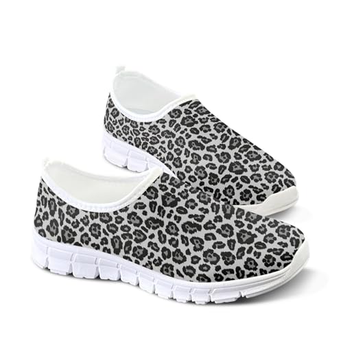 Sunflower Leopard Print Casual Shoes for Women Knit Mesh Slip on Walking Shoes Sneakers Size 5-10.53