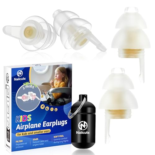 Ohrstöpsel Kinder (ab 6 J.) - 2 Paar Wiederverwendbarer Gehörschutz Kinder und kleine Gehörgänge, Weiche Ohrenstöpsel lärmschutz für Flugzeug, Konzentration, Konzerte, Angst, Schule, Freizeit, 25 dB