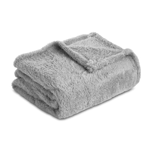 Homebliss Coperta Plaid in Pile 130 x 150 cm, Coperta Singola Flanella- Coperta Oeko-TEX®, Coperta in Pile per Divano e Letto, Lenzuolo Sopra Flanella,Coperta Morbida-Grigio Chiaro