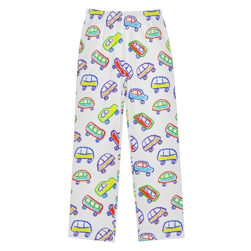 ZZXXB Watercolor Cars Boys Long Pants Soft Trousers Elastic Waist Kids Lounge Bottoms with Pockets S-XL