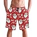 visesunny Men's Beach Short Swim Trunks Christmas Head Santa Pattern Sports Running Bathing Suits with Mesh Lining