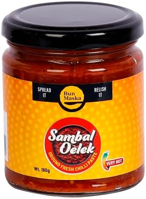 Bun Maska Sambal Oelek Sauce | Spicy Indonesian Chilli Paste | Made with Traditional Recipe and Method | Natural with No Added Colors and Preservatives | Made in Small Batches (180g)