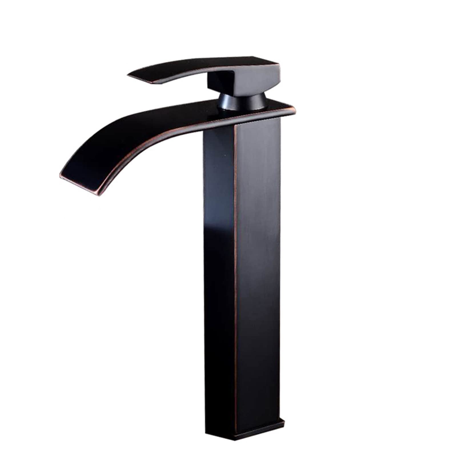 Robinet de lavabo cascade noir en acier inoxydable pour eau chaude et froide
