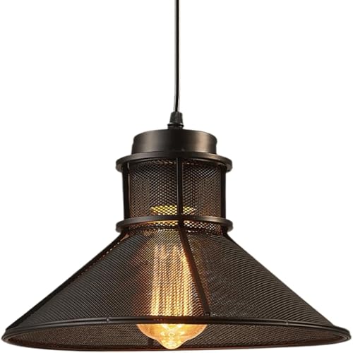Lustre industriel rétro américain avec pendentif en maille pour ferme