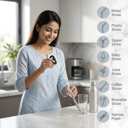 Image of 3Pcs Bottle Cleaner Brush Set, L Shape 15 inch Long Handle Washing Bottle Cleaning Brushes for Narrow Neck Water Bottles Tumblers Straws Coffee Mugs Sport Bottles Flasks and Thermos Lid Brush