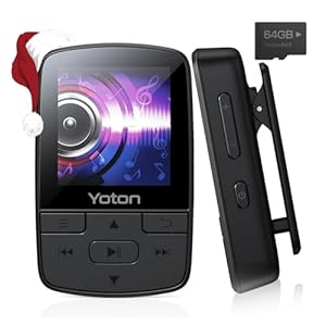 YOTON MP3 Player with Bluetooth 5.2, 64GB Mini HiFi-Music Player with Sports Clip, Portable MP3 Player for Kids with Independent Volume Botton, FM Radio, Earphones Included