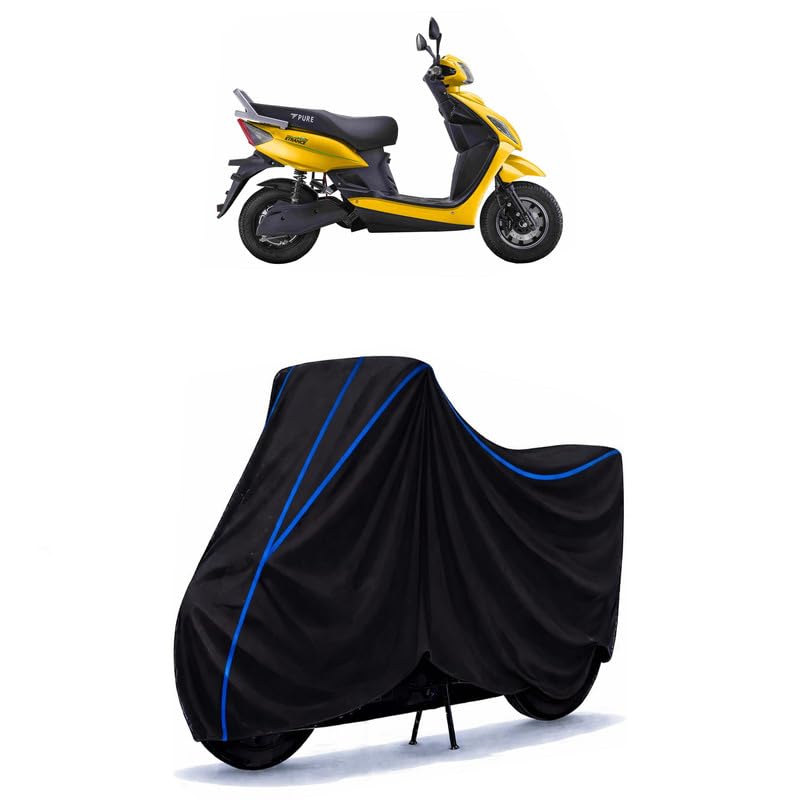 Image of Scooty Cover Water Resistant for ETrance Neo | Universal Scooter & Bike Cover | Heavy Duty UV Dust, Rain & Scratch Protection Weather Indoor Outdoor | Black with Blue Piping