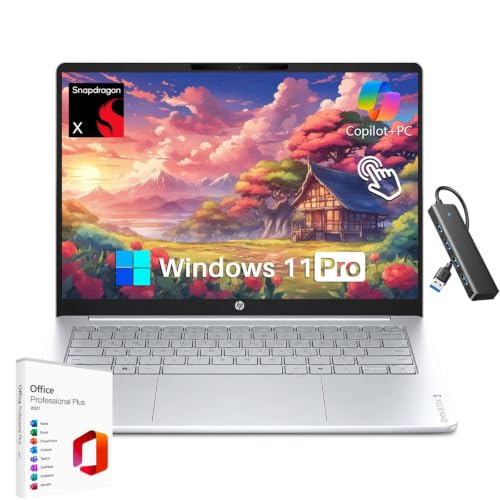 Image of HP OmniBook 3 14 inch Next Gen AI PC, 2K IPS Touchscreen Laptops Computer, Snapdragon X X1-26-100, Qualcomm Adreno GPU, 16GB LPDDR5x 512GB SSD, Office Lifetime License, Copilot+ PC - Windows 11 Pro