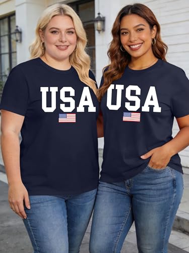 Image of Ithalt Patriotic Plus Size Shirts for Women 250th Anniversary USA Shirts American Flag Tshirt USA Short Sleeve Tops