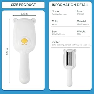 Pet Hair Remover Roller Compact Cat/Dog Hair Remover Deep Clean Convenient to Carry Reusable Lint Roller for Carpet, Furniture, Clothing and Bedding, Carpets and Car Seats (White)