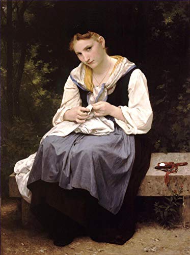 Peinture Jeune ouvrière Bouguereau, tableau huile sur toile peint à la main