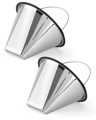 Image of 2 Pack #4 Coffee Filter Compatible with Technivorm Moccamaster 79112 KBT 53923 KBGV 59691 KB etc Coffee Machines, Reusable Food-Grade Safe Material Stainless Steel Mesh coffee filters #4 Durable