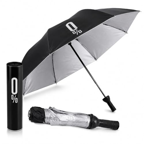 Villkin EVERSYS Umbrella for Rain, Automatic Open Compact Foldable Umbrella with Bottle Case, 21 Inch Portable Travel Umbrellas with 8-Rib Frame for Men & Women, Black