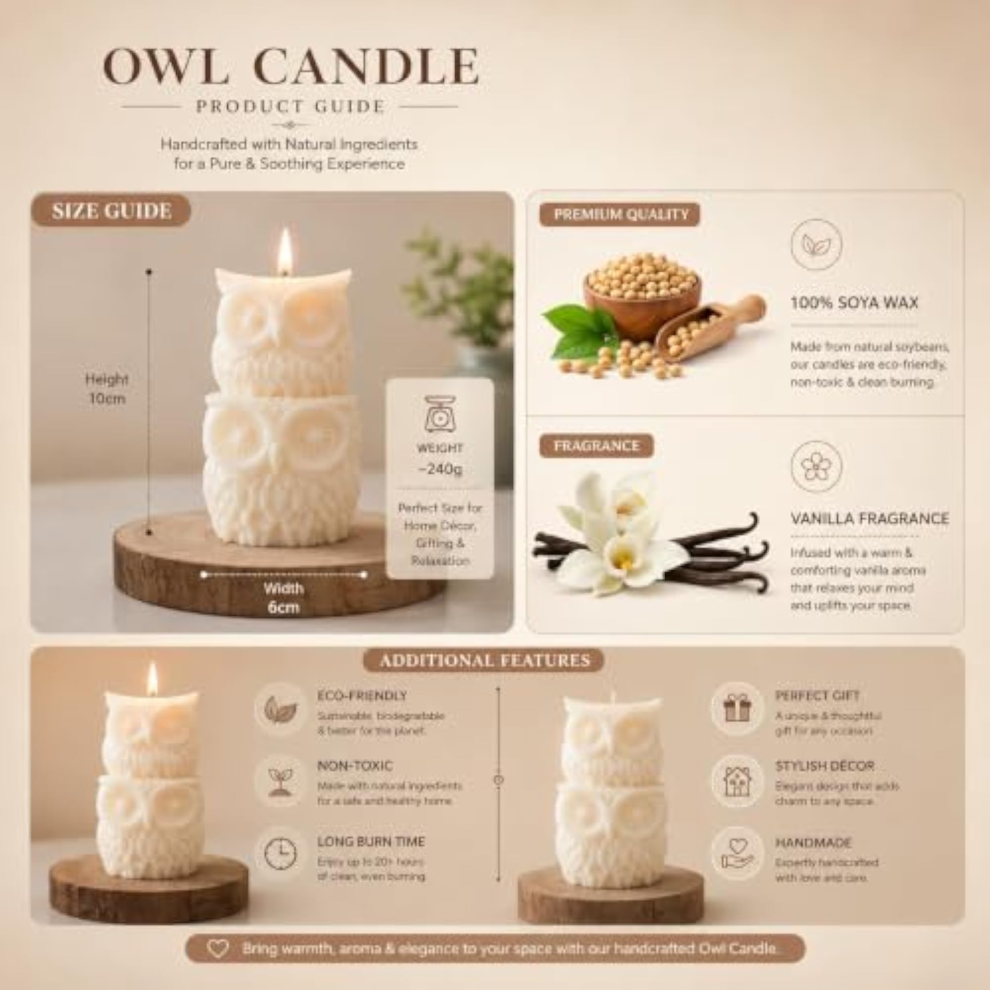 Designer Pillar Candle with Floral Scroll Carving, Ivory