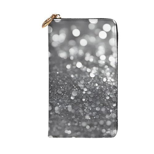 Shiny Silver Glitter Prints Leather Long Clutch Wallet for Fashionable Girls and Women - Durable, Stylish, and Functional, Black, One Size2
