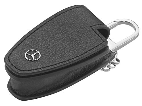 Preisvergleich Produktbild Mercedes-Benz Schlüsseletui Rindleder / Edelstahl, schwarz