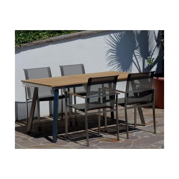 Gartengarnitur Nassau Teak & Edelstahl, 4 Sessel