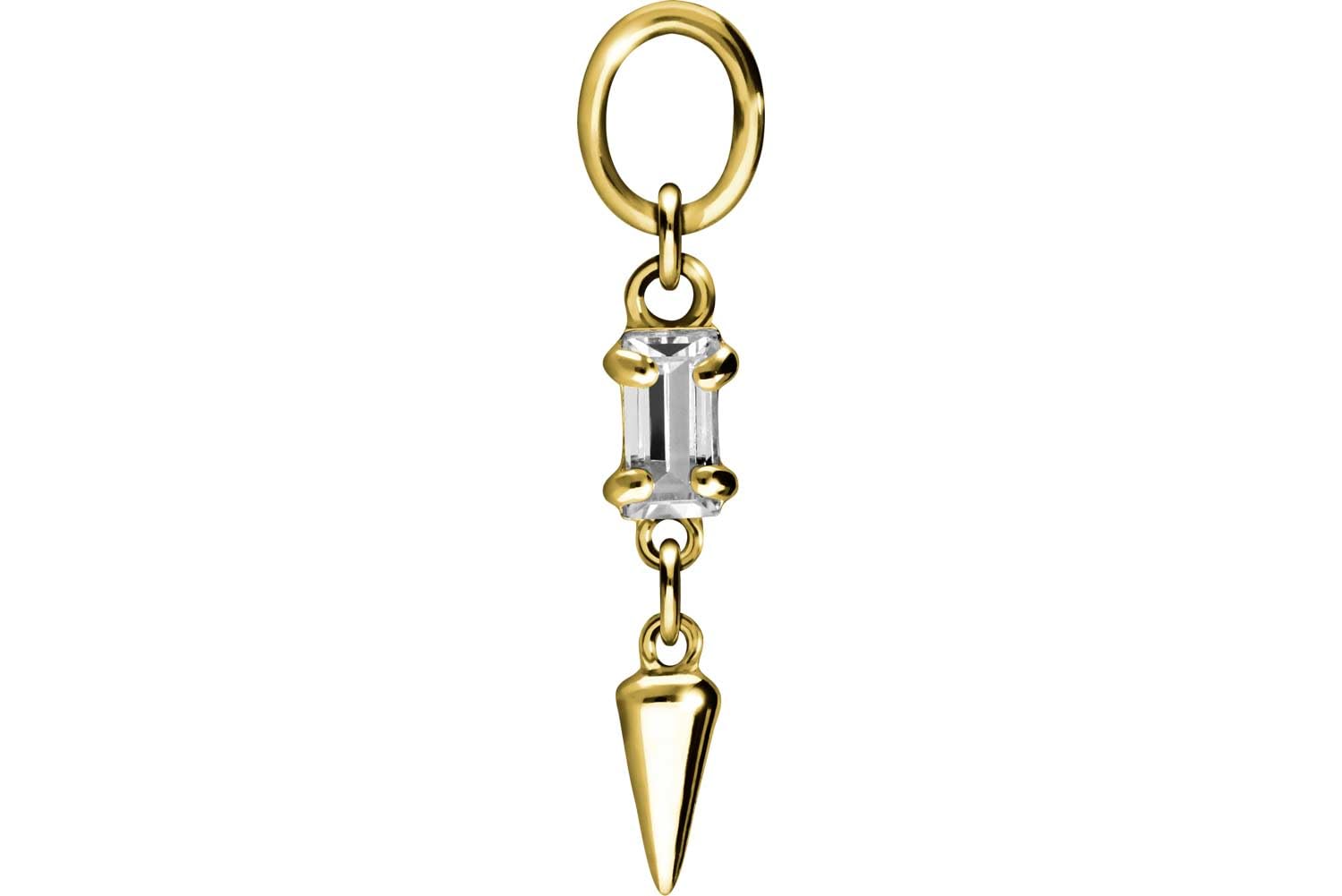 PIERCINGLINE 18 Karat Gold (750 er) Anhänger für Clicker Bauchnabelpiercing Creolen KRISTALLRECHTECK + SPITZE Piercing Gelbgold