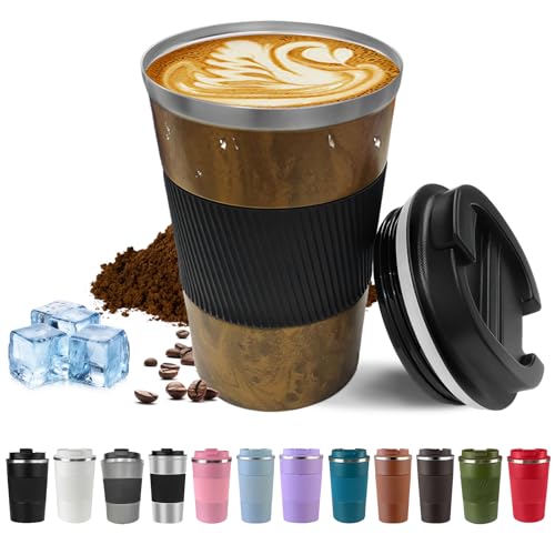 Image of Vacuum Insulated Stainless Steel Travel Coffee Mug,Leak Proof Cup with Lid | 304 stainless steel mug with vacuum insulation, leak proof lid, silicone grip and car cup holder friendly design