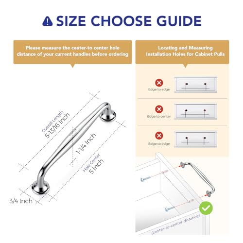 Image of Ravinte 10 Pack 5 Inch Polished Chrome Kitchen Cabinet Handles Solid Zinc Alloy Cabinet Pulls Cupboard & Drawer Handles
