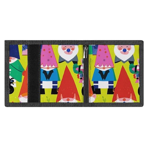 Colorful Gnomes Trifold Wallet for Men - Money Clip Slim Wallets with Multiple Card Slots Minimalist Small Front Pocket Wallet for Everyday Carry4