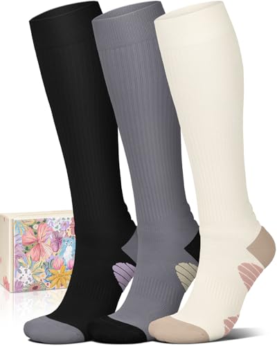 Image of Iseasoo 4 Pairs Compression Socks for Women Circulation-Best Support for Nurses,Running,Athletic,Travel
