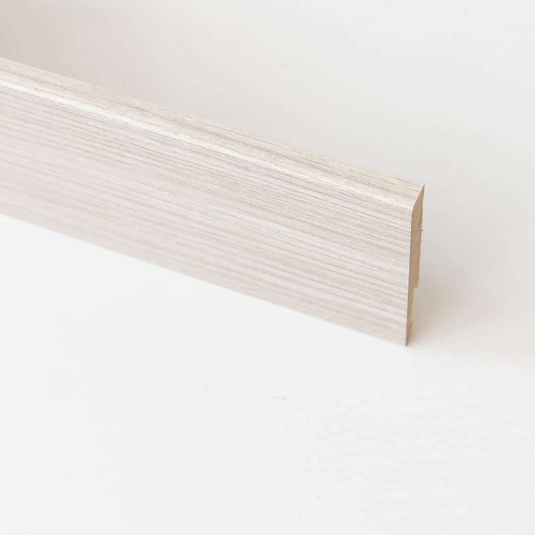 5 PZ Di BATTISCOPA IN MDF ROVERE SBIANCATO MM.14X80X2