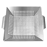 LIFKICH Edelstahl Grillplatte Quadratisch 12 Zoll Hitzebeständig mit Löchern für Bbq und Gemüse Praktisches Grillzubehör für Outdoor Grillaktivitäten
