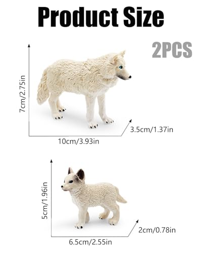 Image of 2PCS Wolf Toy, Arctic Wolf Figurine for Kids and Animal Lovers, Educational Animal Model for Cognitive Learning and Parent-Child Interaction, Collectible Wolf Statue for Home Decor