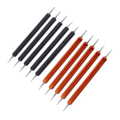 MUCKLILY 5 piezas Herramientas de Estilógrafo de Doble Punta para Manicura Punteado para Escultura Arcilla y Diseño de Uñas Profesional Color Negro
