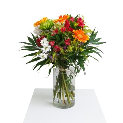 FLORES SOLIDARIAS - Ramos de Flores Naturales Mixto - Ramo Fresco de Calidad para Regalo, San Valentín, Día de la Madre, Bodas, Aniversarios, Cumpleaños y Decoración del Hogar