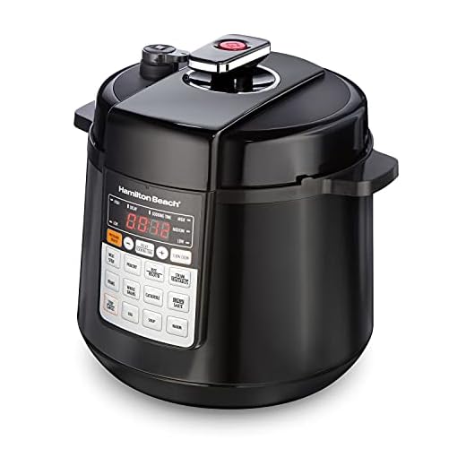 Hamilton Beach 10-i-1 digital tryckkokare med flera funktioner, 5.7 L, säker frisläppning av trycket, ångkokare, sautéring och varmhållning, svart (34501-CE)