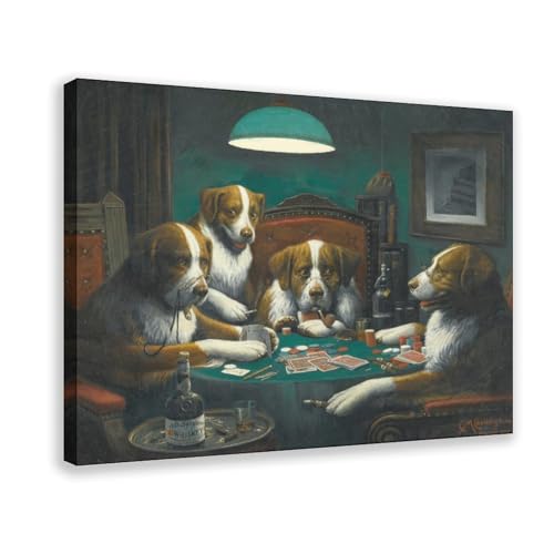 Décoration murale bureau jeu de poker Coolidge toile 40x61