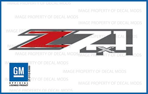 Decal Mods Z71 4x4 Decals Bedside Stickers Decals fits Chevy Silverado/GMC Sierra Metallic Strip Chrome Red - FMTR (2014-2018) Set of 2