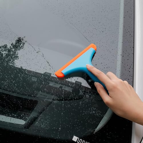 Heyu-Lotus 2 Stücke Silikon Fensterabzieher Auto Scheibenabzieher Klein Duschabzieher Fenster Abzieher für Autofenster, Spiegel, Glas, Küchen, Badezimmer(Blau+Grün)