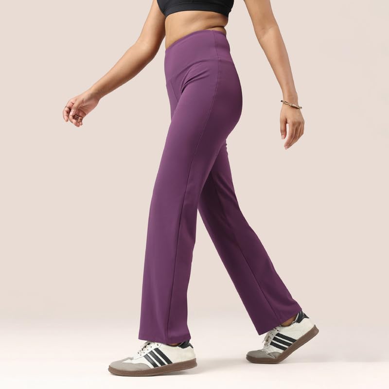 Image of BlissClub Women's Ultimate Straight Pants - Lite, High Waist Formal Trousers with Wide Waistband, Tall (for Women Above 5'5 ft)