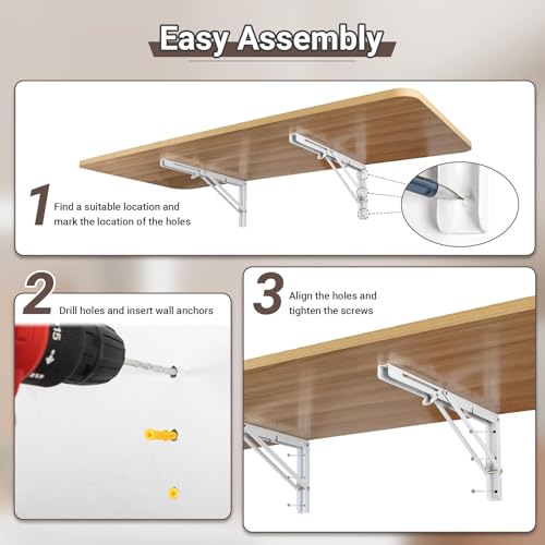 Bureau pliable en noyer clair 120x40 cm pour cuisine et salon - 7