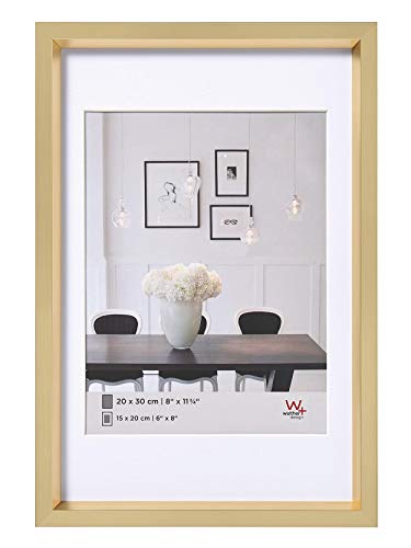 walther design Marco de fotos dorado 40 x 60 cm con passepartout, Marco de plástico Steel Style ES460G