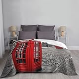 Überwurfdecke für Couch, dicke, weiche Fleece-Decken, warm, gemütlich, Klimaanlage, Steppdecke, London-Rot, Handyzelle, leichte Flanelldecke für Bett, Couch, Wohnzimmer, Sofa, 101,6 x 76,2 cm