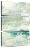 Elephant Stock - Serene Seafoam I Wall Art - Vertical Multi Panel Canvas - 3 Piece Living Room Wall Decor - Watercolor Relaxing Abstract Multi Piece Wall Art - Green And Beige Decor by Jennifer Goldberger - 32' x 50'